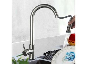 0783798512312 - Onyzpily - Wasserhahn Küche Gebürstet NickelHochdruck Küchenarmatur Ausziehbar Edelstahl Mischbatterie Küche mit Brause 2 Wasserstrahlarten 360°