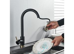 0783798515740 - Wasserhahn KücheHochdruck Küchenarmatur Ausziehbar Edelstahl Mischbatterie Küche mit Brause 2 Wasserstrahlarten 360° Drehbare Spültischarmatur