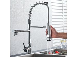 0783798515931 - Wasserhahn Küche Küchenarmatur mit Spiralfeder 360°Schwenkbare Spültischarmaturen mit Zwei AuslaufHochdruck Wasserhahn Küchen & Brause