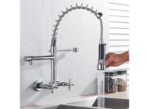 0783798516174 - Onyzpily - Wasserhahn Küche Küchenarmatur mit Spiralfeder 360°Schwenkbare Spültischarmaturen mit Zwei Auslauf Hochdruck Chrom Wasserhahn Küchen &