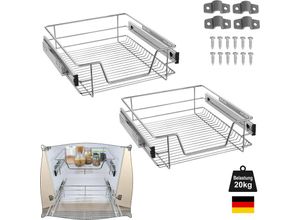 0784035922734 - Uisebrt - 2X Küchenschublade Teleskopschublade 60cm Schlafzimmerschublade Organizer Küchenschrank Küchen Regal Korbauszug Vollauszug 20kg Belastbar