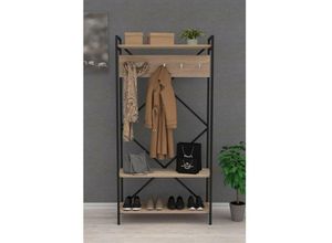 0784196606658 - Toscohome - Eingangsschrank 90x180h cm mit Garderobe und Sonoma Eiche Farbe - Navis