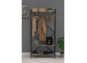 0784196606672 - Toscohome - Eingangsschrank 90x180h cm mit Garderobe und Regal Farbe grau - Navis