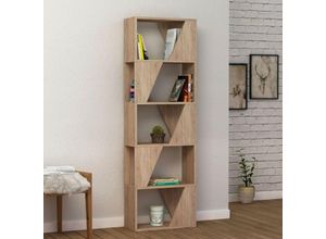 0784196609697 - Toscohome - Bücherregal aus Holz 54x168h cm mit 5 Fachböden Eiche - Rahmen