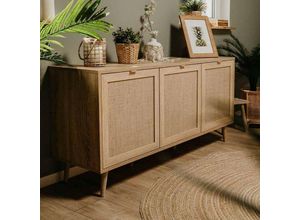 0784196610518 - Toscohome - Sideboard 150 cm mit drei Türen Farbe Rattan - Bali 51ANEW