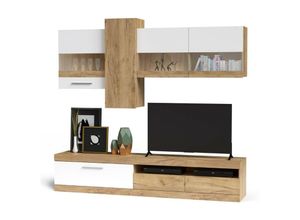 0784196610648 - Toscohome - Wandsystem 235 cm moderner Stil in Eiche und Weiß - Tokio