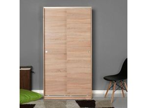 0784196611171 - Holzkleiderschrank 94x182h cm mit 2 Schiebetüren und 5 Einlegeböden Farbe Eiche - SWD4352023