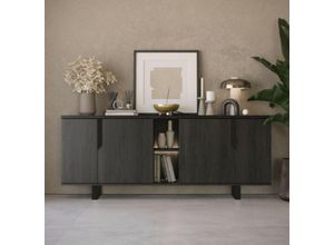 0784196612192 - Toscohome - Sideboard mit 4 Türen und offenem Fach 205 cm Palisander schwarz - Zaira