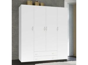 0784196612246 - Kleiderschrank mit 4 Türen und 2 Schubladen weiß 160x177H cm - Seba 4