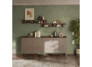 0784196612536 - Toscohome - Modernes Sideboard 3 Türen 241 cm mercure bronze - Polan