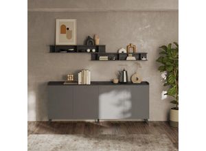 0784196612741 - Toscohome - Modernes Sideboard mit 4 Türen 241x99H cm Schiefer Farbe Blei - Polan