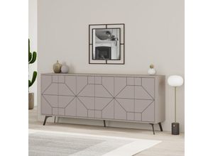 0784196613274 - Toscohome - Sideboard mit Türen und geometrischem Design 184 cm taubengrau - Dune