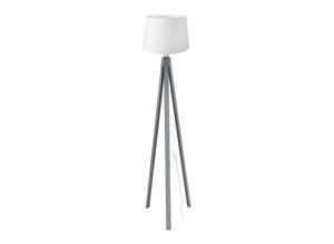 0784196614226 - Toscohome - Lampada da terra treppiede grigio con paralume bianco in tessuto DECOGRI3565