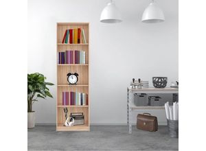 0784196614851 - Toscohome - Bücherregal Eiche Farbe 5 Fachböden 60x197H cm - Nepo