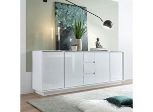 0784196615506 - Toscohome - Sideboard 4 Türen und 3 Schubladen weiß glänzend 210 cm - Ice