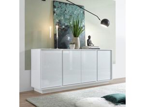 0784196615513 - Toscohome - Weiß glänzendes 4-türiges Sideboard 180 cm - Ice