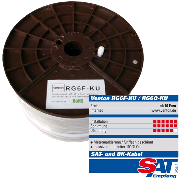 0784672158787 - Koaxial Sat Kabel RG6F-KU 140dB 5-fach geschirmt High Quality 100m