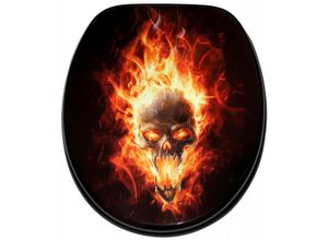 0784672685405 - WC-Sitz Totenkopf in Flammen - Premium Toilettendeckel direkt vom Hersteller