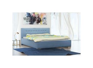 0785045841657 - Fun Moebel - Polsterbett Doppelbett devin Komplettset Polye Hellblau 160x200cm