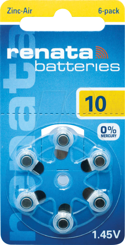 0785618601114 - RENATA AIR 10 - Hörgerätebatterie Zink-Luft 58 x 36 mm Aid 10 6er-Pack 0785618601114 - RENATA AIR 10 - Hörgerätebatterie Zink-Luft 58 x 36 mm Aid 10 6er-Pack