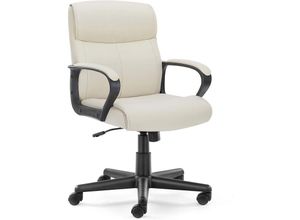 0785856185544 - Sweetcrispy - Bürostuhl Pu-Leder Office Chair Drehstuhl mit 360° Drehbaren Rollen und Lendenwirbelstütze Schreibtisch Stuhl Chefsessel Geeignet