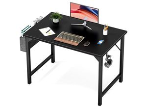 0785856398371 - Sweetcrispy Schreibtisch 100cm Tisch mit Kopfhörerhaken und Aufbewahrungstasche Holz-Computertisch Stabile und Verstärkte Struktur Desk Bürotisch