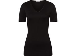 0786337200619 - HANRO T-Shirt V-Ausschnitt uni für Damen schwarz L