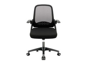 0787997726099 - Durrafy - Bürostuhl mit klappbaren Armlehnen schwarz ergonomischer atmungsaktiver Mesh-Sessel 360° drehbarer Home-Office-Sitz