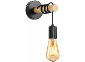 0788285607007 - Wandlampe holz 10W Retro Holz Wandleuchte E27 GlüHbirne Nicht Enthalten Spannung 220v Lang 17cm Industrial Design Geeignet FüR LNdliche Und Moderne