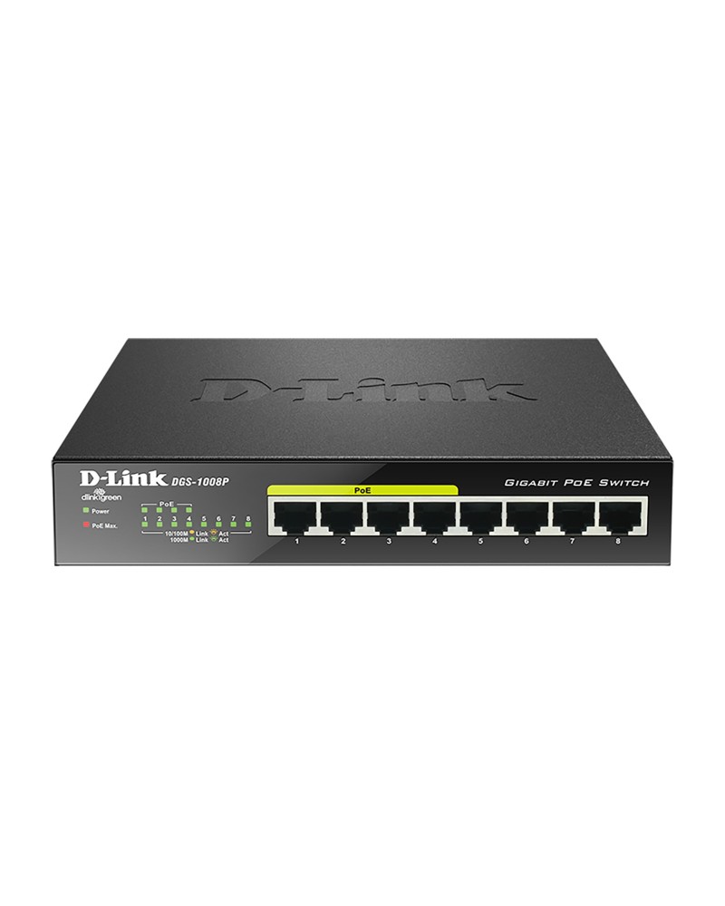 0790069344176 - D-Link DGS-1008P E DGS-1008P Netzwerk Switch 8 Port 1 GBit s PoE-Funktion