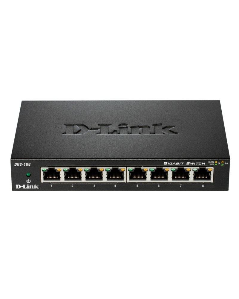 0790069368240 - D-Link DGS-108 Netzwerk-Switch Unmanaged L2 Gigabit Ethernet (10 100 1000) Schwarz