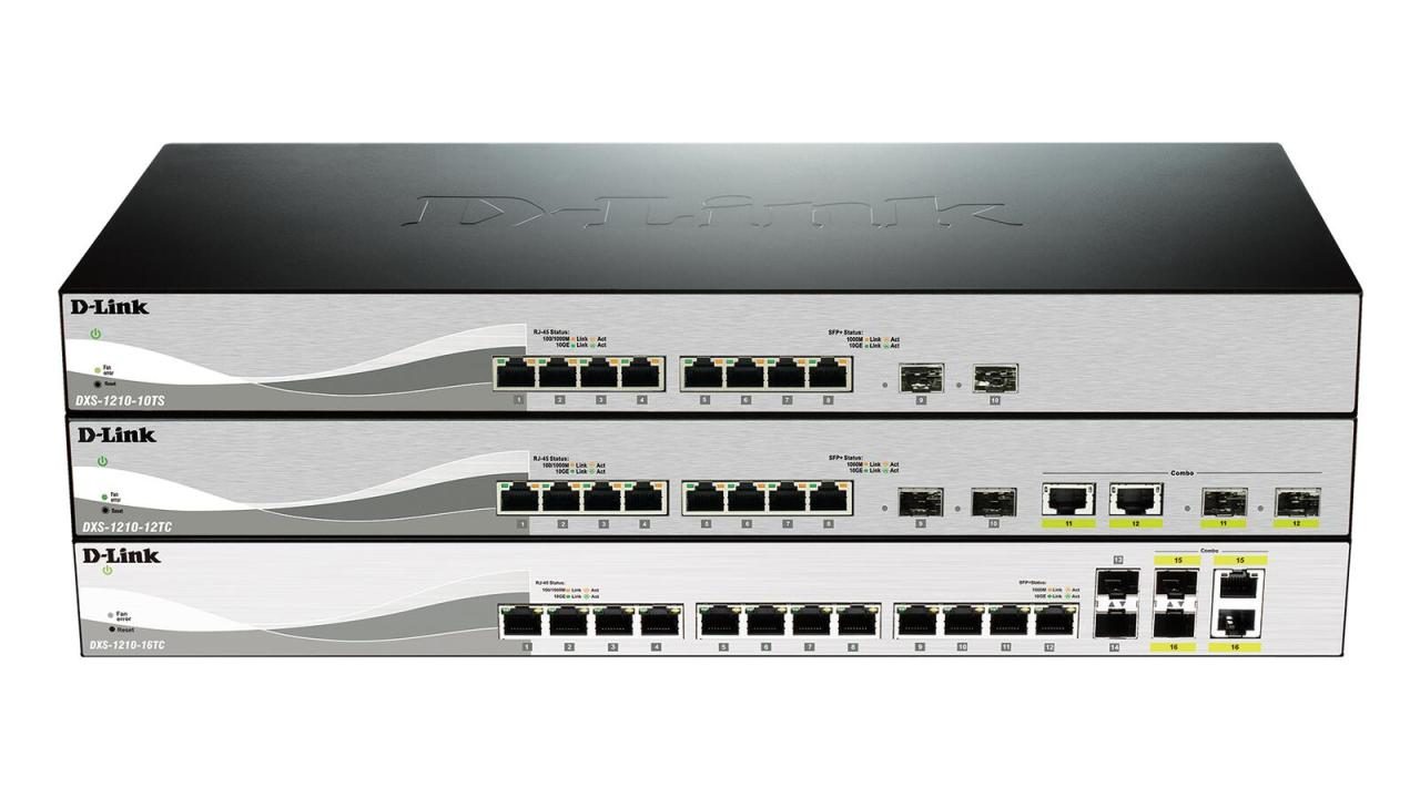 0790069428548 - D-Link DXS 1210-16TC - Switch - Smart - 12 x 10GBase-T + 2 x SFP+ + 2 x C 10 G-Bit SFP+ - an Rack montierbar