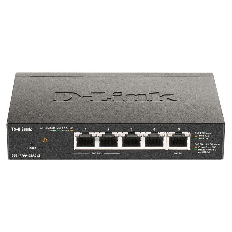 0790069453298 - D-Link DGS-1100-05PDV2 Netzwerk-Switch Managed Gigabit Ethernet (10 100 1000) Power over Ethernet (PoE) Schwarz