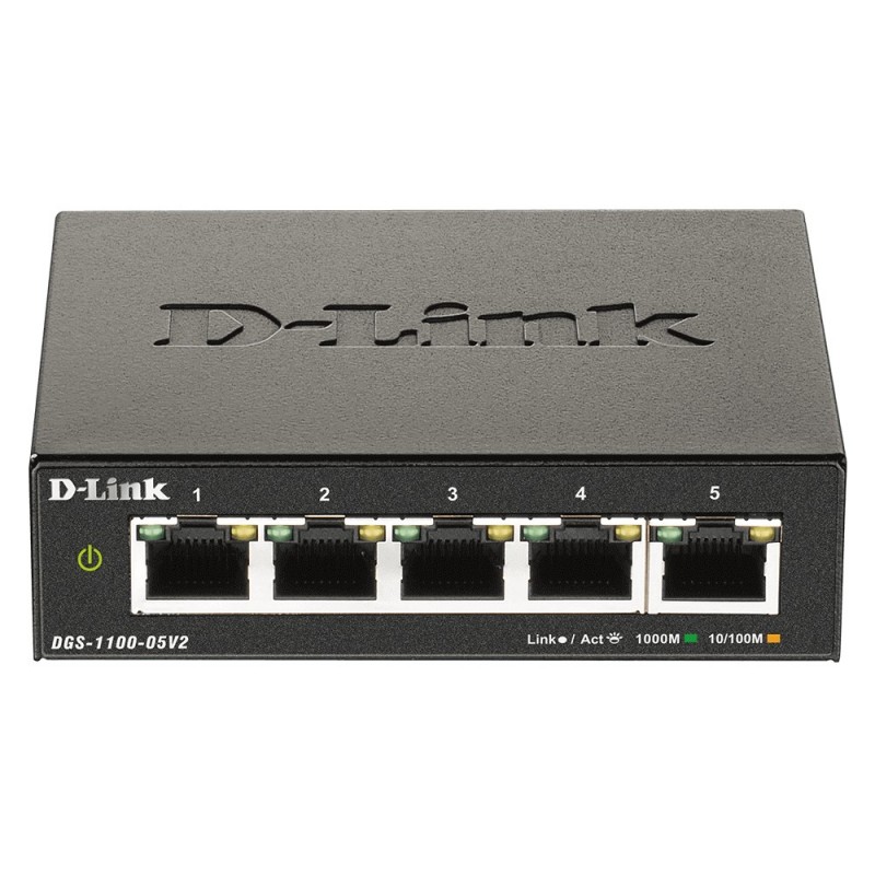 0790069453403 - Dlink - D-Link DGS-1100-05V2 Switch Smart 5-Port Gigabit RJ-45 Web Management Layer 2 vlan Desktop Lüfterlos igmp Snooping VoIP vlan QoS