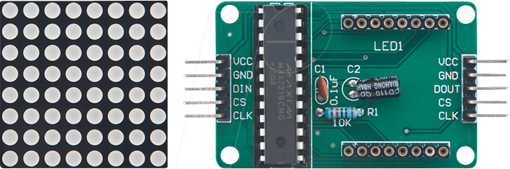 0791352940051 - DEBO LED 8X8 RD - Entwicklerboards - Matrix LED rot 8 x 8 MAX7219