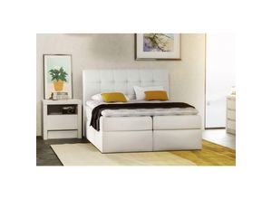 0791954162912 - Boxspringbett Schlafzimmerbett turin Kunstleder Weiss 180x200 cm