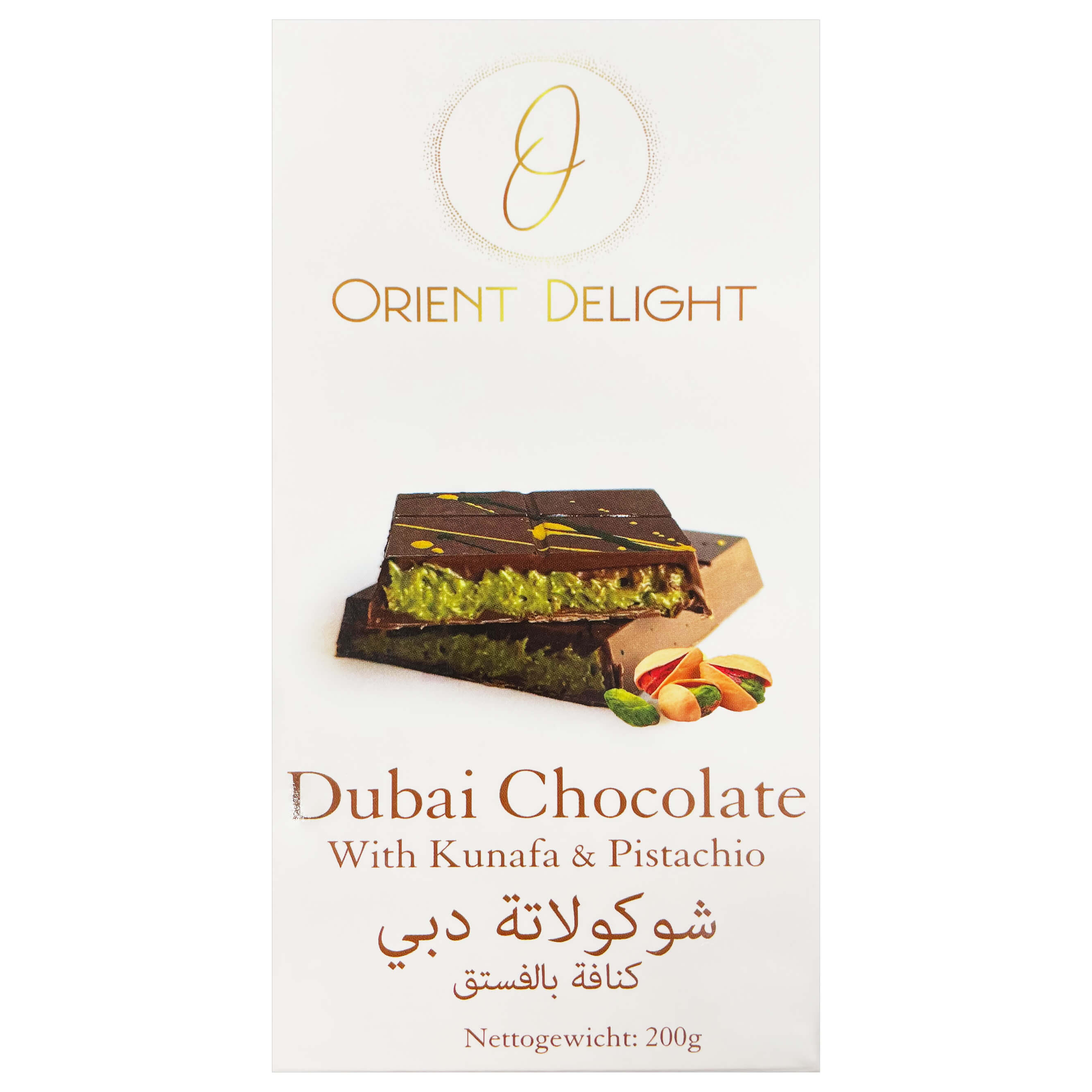 0792671157151 - Orient Delight Premium Dubai Schokolade mit Kunafa und Pistazien 200g