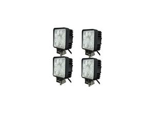 0793579950905 - Planet Shop - 4x 27W Square Led Spotlight Working 9 Led 3W Depth Auto Boat