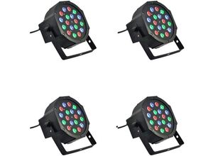 0793579951681 - Planet Shop - 4X Rgb 18W Scheinwerfer 18 Led Verschiedenfarbige Disco Sound Sensor Licht
