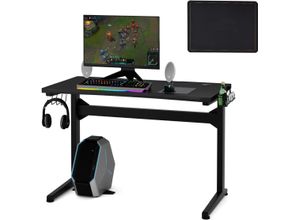 0794094541319 - Gamingtisch Ergonomischer Schreibtisch mit mit Tassen- und Kopfhoererhalter Mauspad E-Sports Tisch mit T-foermiges Stahlgestell