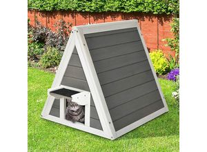 0794094541364 - Hoelzernes Katzenhaus bis 20kg Katzenhütte Holz Katzenhoehle Outdoor Winterfest Haustierhütte wetterfest für draussen und drinnen 50x55x52cm