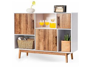 0794094541821 - Sideboard mit 6 Fächerr und Türen Standregal Kommode Bücherschrank 95 cm x 31 cm x 76 cm