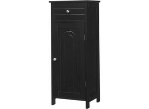 0794094541883 - Badezimmerschrank Badschrank freistehend Midischrank mit Schublade & 2 verstellbaren Regale Schwarz - Costway