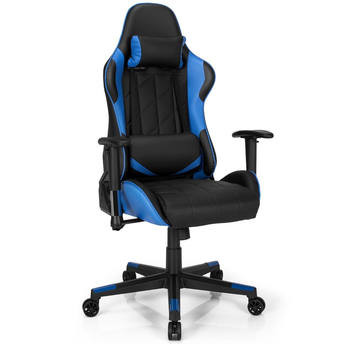 0794094541913 - Gaming-Schreibtischstuhl mit Kopfstütze - 360˚ drehbar - verstellbare Rückenlehne - 71 x 73 x 125-135 cm - Blau mit Schwarz