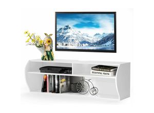 0794094542682 - TV Schrank haengend und freistehend Fernsehschrank Holz modern mit 3 offenen Faechern Kommode für 32’’-55’’ Fernseher geeignet für