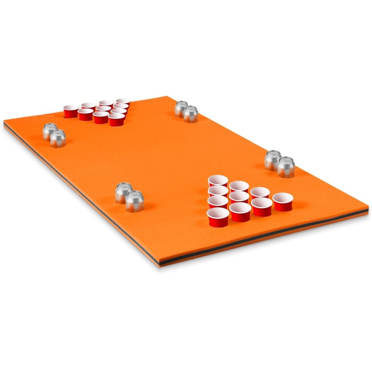 0794094543115 - Beer Pong Schwimmender Teppich mit Getraenkehalter Bierpong Wassermatte Schwimmmatte Wasserhaengematte 176x90cm Orange - Costway