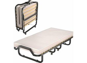 0794094543313 - Costway - 200x90cm Gästebett klappbar auf Rädern mit Matratze aus Rückstellschaum bis 120 kg Einzelbett Klappbett