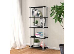 0794094544365 - 5 Ebenen Standregal Industrie Lagerregal Bücherregal Anstellregal Aufbewahrungsregal 60 x 295 x 1445cm Schwarz - Costway