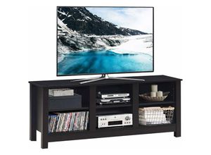 0794094544433 - Costway - TV-Schrank mit Regale Fernsehschrank Holz TV-Staender für 60 Zoll Fernseher Offene Aufbewahrungskonsole für Zuhause & Büro Sideboard