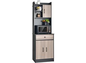 0794094545751 - Buffet de Cuisine Meuble Cuisine Rangement avec 3 Portes et 1 Niche de Rangement Passe-Câble 60 x 40 x 180 cm Noir - Costway